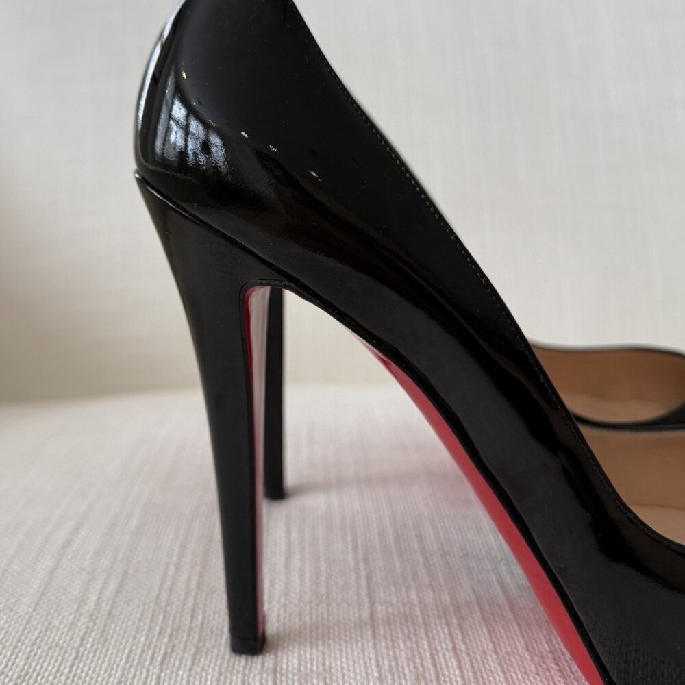 Christian Louboutin Very Prive 120 Black Patent Leather Heels - Picture 2 of 16